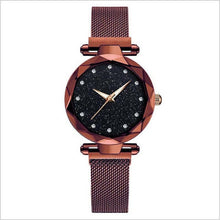 Load image into Gallery viewer, Montre étoile de marque supérieure pour femmes or Rose maille aimant ciel étoilé Quartz montre-bracelet dégradé dames montres-bracelets relogio feminino