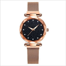 Load image into Gallery viewer, Montre étoile de marque supérieure pour femmes or Rose maille aimant ciel étoilé Quartz montre-bracelet dégradé dames montres-bracelets relogio feminino