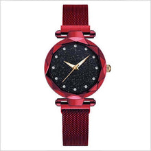 Load image into Gallery viewer, Montre étoile de marque supérieure pour femmes or Rose maille aimant ciel étoilé Quartz montre-bracelet dégradé dames montres-bracelets relogio feminino
