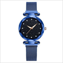 Load image into Gallery viewer, Montre étoile de marque supérieure pour femmes or Rose maille aimant ciel étoilé Quartz montre-bracelet dégradé dames montres-bracelets relogio feminino
